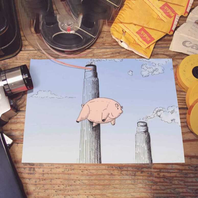 Pink Floyd Poster - Flying Pig Hand Drawing Art Pink Floyd Poster - Flying Pig Hand Drawing Art