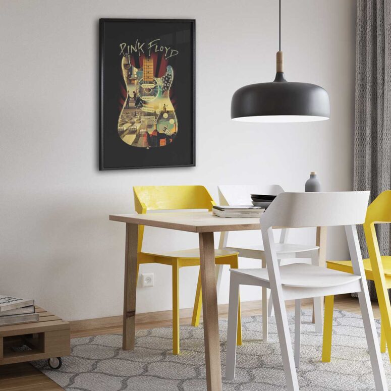 Pink Floyd Poster - Pink Floyd and Guitar Art Pink Floyd Poster - Pink Floyd and Guitar Art