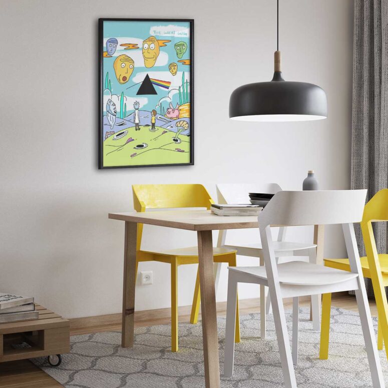 Pink Floyd Poster - Rick and Morty Looking to DSOTM Pink Floyd Poster - Rick and Morty Looking to DSOTM