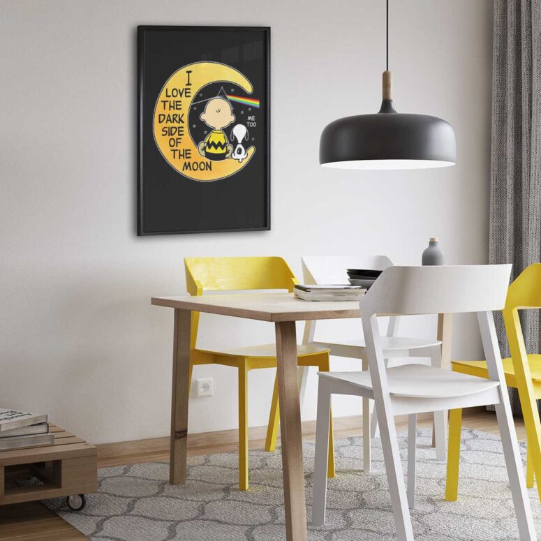 Pink Floyd Poster - Snoopy I love the dark Side Of the Moon Pink Floyd Poster - Snoopy I love the dark Side Of the Moon