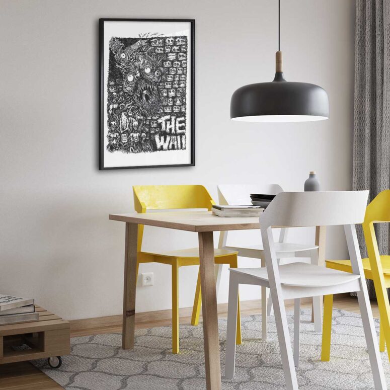 Pink Floyd Poster - The Wall Line Art Pink Floyd Poster - The Wall Line Art