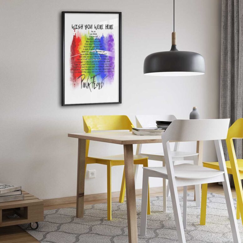 Pink Floyd Poster - Wish You were here lyric Art