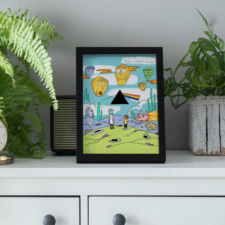 Pink Floyd Poster - Rick and Morty Looking to DSOTM Pink Floyd Poster - Rick and Morty Looking to DSOTM