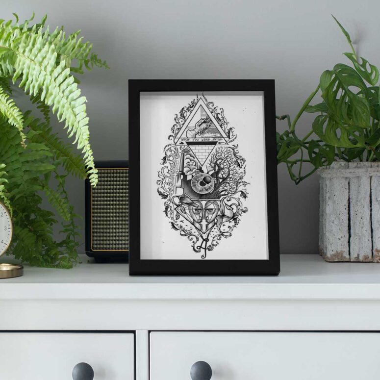 Pink Floyd Poster - Wish You Were Here Line Art