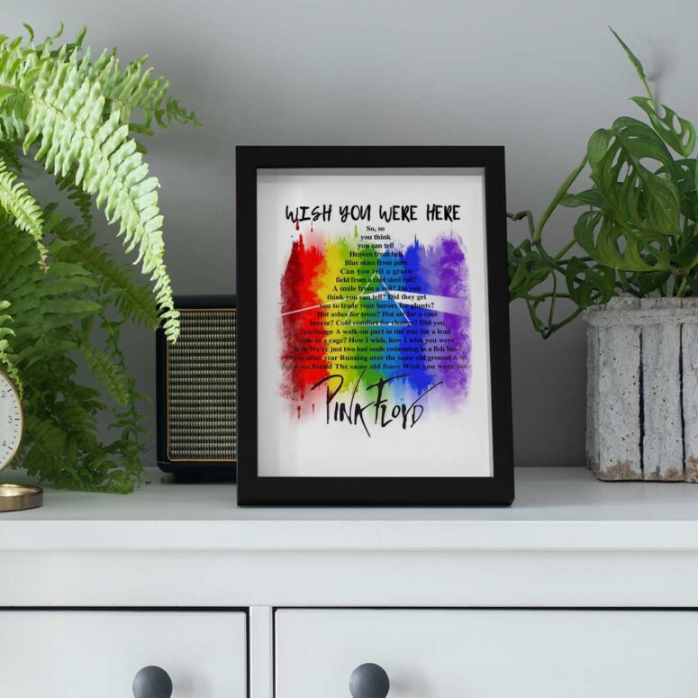 Pink Floyd Poster - Wish You were here lyric Art