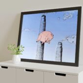 Pink Floyd Poster - Flying Pig Hand Drawing Art