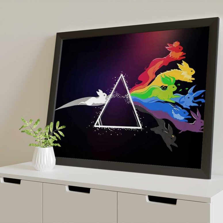 Eeve Evolution Dark Side Of The Moon Pokemon Pink Floyd Shirt