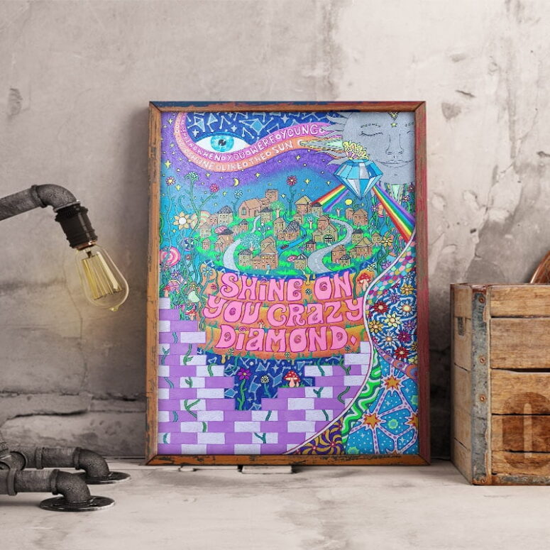 Shine On You Crazy Diamond Inspired Pink Floyd Canvas