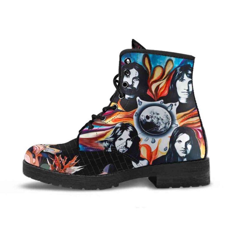 Pink Floyd Shoes - Their Mortal Remains Hand Draw Art Leather Boots
