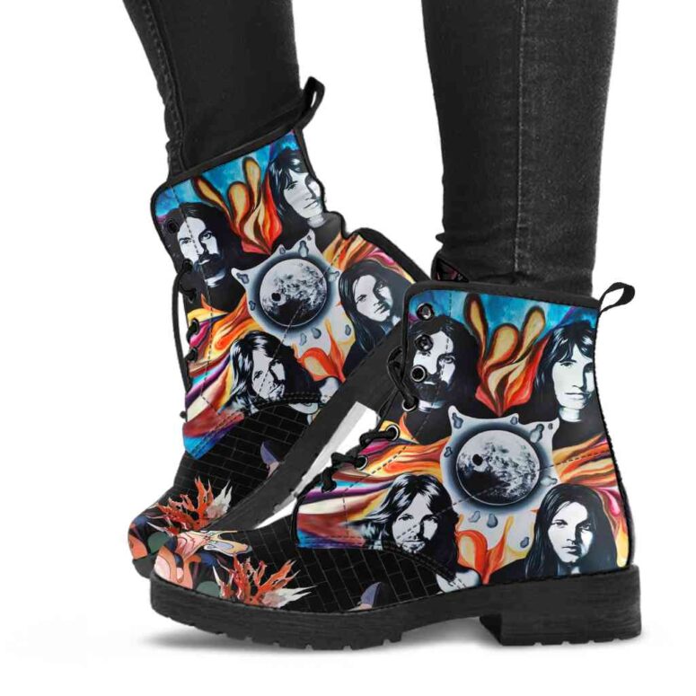 Pink Floyd Shoes - Their Mortal Remains Hand Draw Art Leather Boots