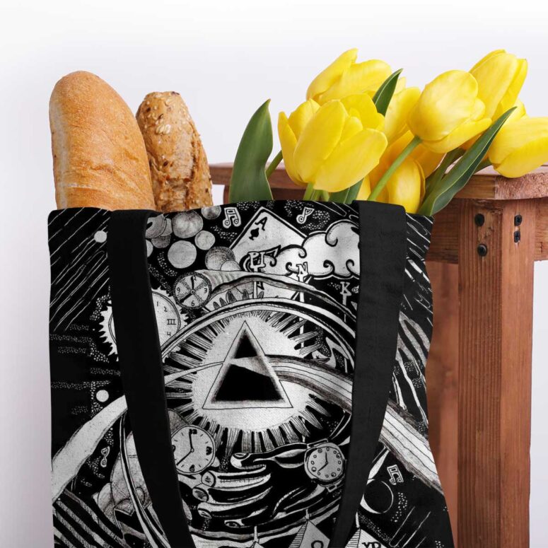 Pink Floyd Tote Bag - DSOTM Hand Draw Art Pink Floyd Tote Bag - DSOTM Hand Draw Art