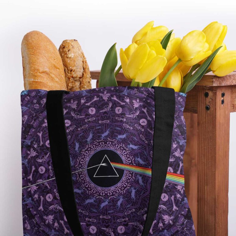 Pink Floyd Tote Bag - Dark Side of the Moon Album Psychedelic Pink Floyd Tote Bag - Dark Side of the Moon Album Psychedelic