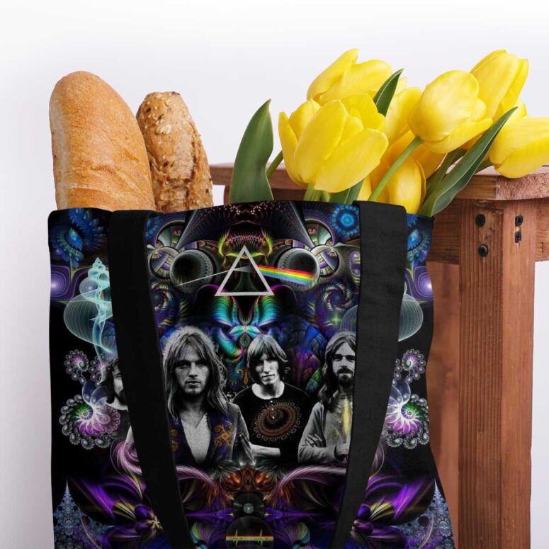 Dark Side Of The Moon Psychedelic Abstract Art Pink Floyd Tote Bag