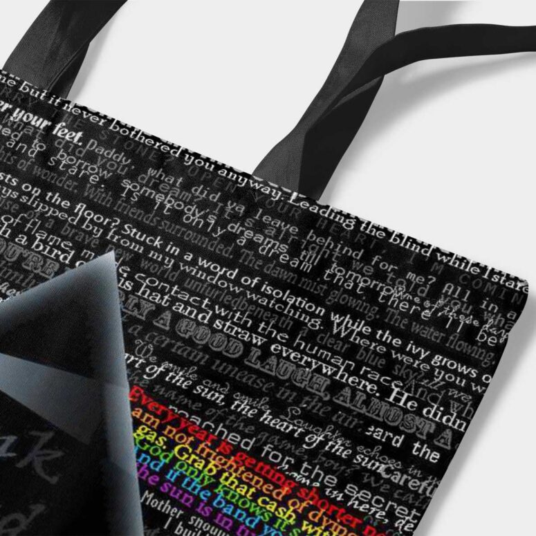 Pink Floyd Lyric Collage Prism Vintage Tote Bag Pink Floyd Lyric Collage Prism Vintage Tote Bag