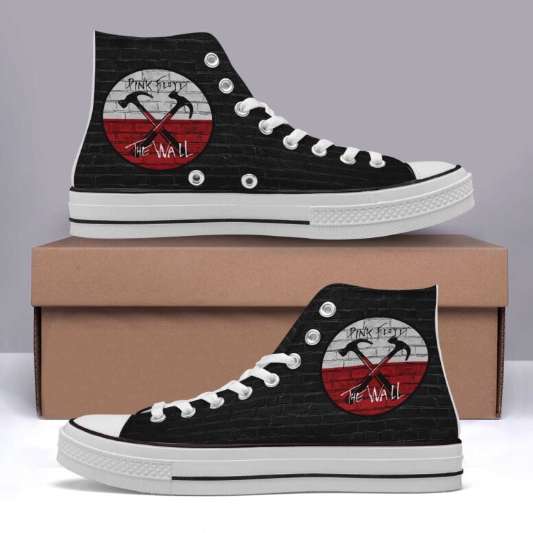 The Wall Emblem on Brick Background - Pink Floyd Canvas Shoes The Wall Emblem on Brick Background - Pink Floyd Canvas Shoes