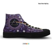 Dark Side Of The Moon Album Psychedelic – Pink Floyd Black Retro Hightop - OtherBrick