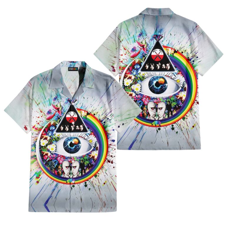 Pink Floyd Collage The Wall Pulse DSOTM Flower Diamond Ring Of Rainbow Hawaiian Shirt