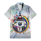 Pink Floyd Collage The Wall Pulse Dsotm Flower Diamond Ring Of Rainbow Hawaiian Shirt Front - OtherBrick