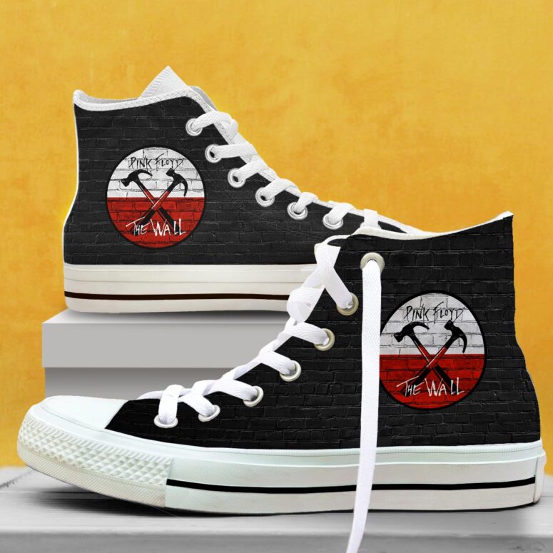 The Wall Emblem on Brick Background - Pink Floyd Canvas Shoes The Wall Emblem on Brick Background - Pink Floyd Canvas Shoes