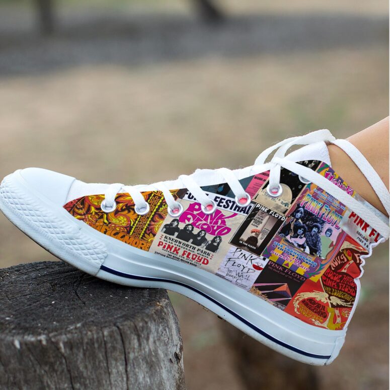 Vintage Rock Concert Collage - Pink Floyd Canvas Shoes Vintage Rock Concert Collage - Pink Floyd Canvas Shoes