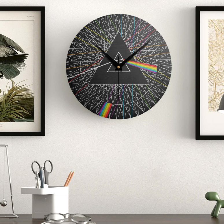 Pink Floyd Wooden Clock - Dark Side Of The Moon Spokes Line Art Pink Floyd Wooden Clock - Dark Side Of The Moon Spokes Line Art
