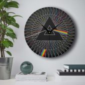 Pink Floyd Wooden Clock - Dark Side Of The Moon Spokes Line Art