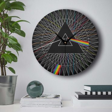 Pink Floyd Wooden Clock - Dark Side Of The Moon Spokes Line Art