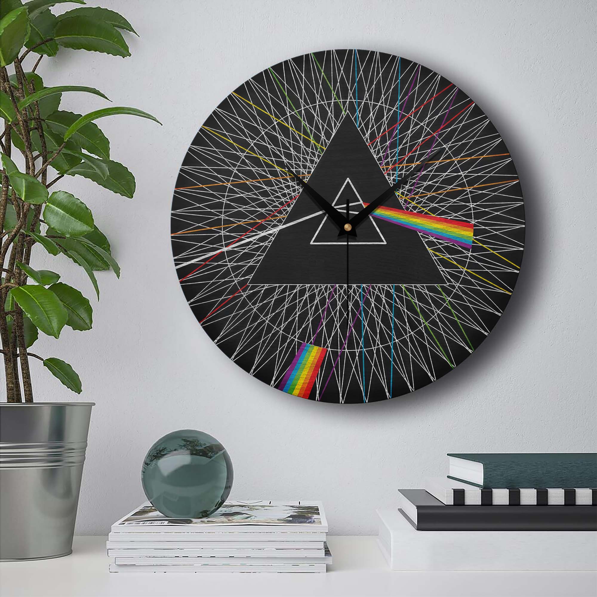 Pink Floyd Wooden Clock - Dark Side Of The Moon Spokes Line Art Pink Floyd Wooden Clock - Dark Side Of The Moon Spokes Line Art