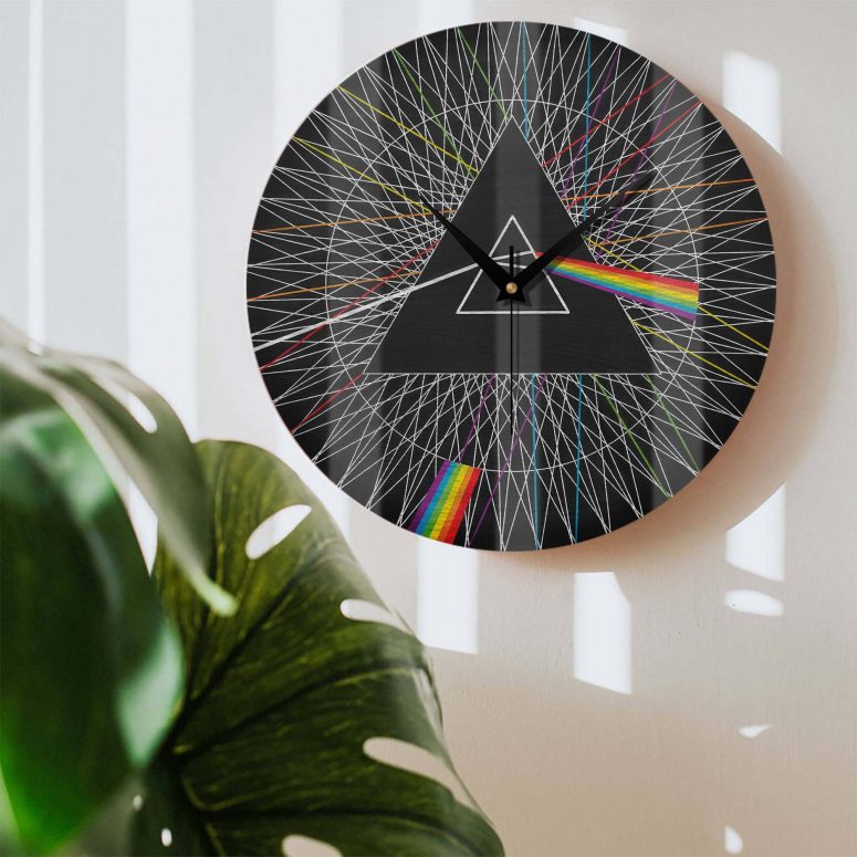 Pink Floyd Wooden Clock - Dark Side Of The Moon Spokes Line Art Pink Floyd Wooden Clock - Dark Side Of The Moon Spokes Line Art