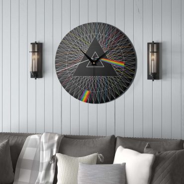Pink Floyd Wooden Clock - Dark Side Of The Moon Spokes Line Art