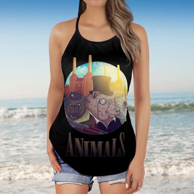 Animals Pink Floyd Criss Cross Tank Top Animals Pink Floyd Criss Cross Tank Top