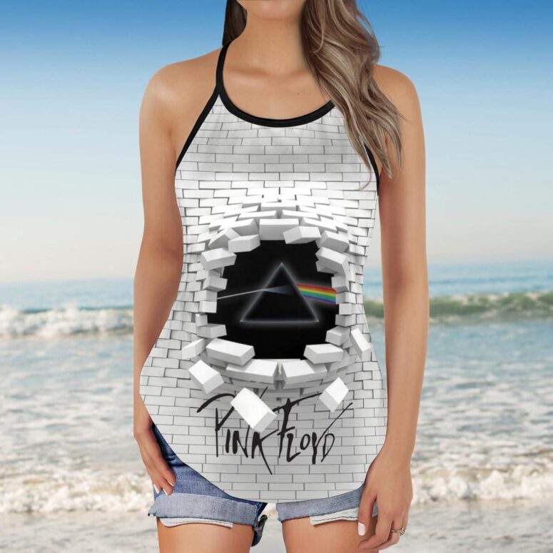 Brick In The Wall 3D Pink Floyd Criss Cross Tank Top Brick In The Wall 3D Pink Floyd Criss Cross Tank Top