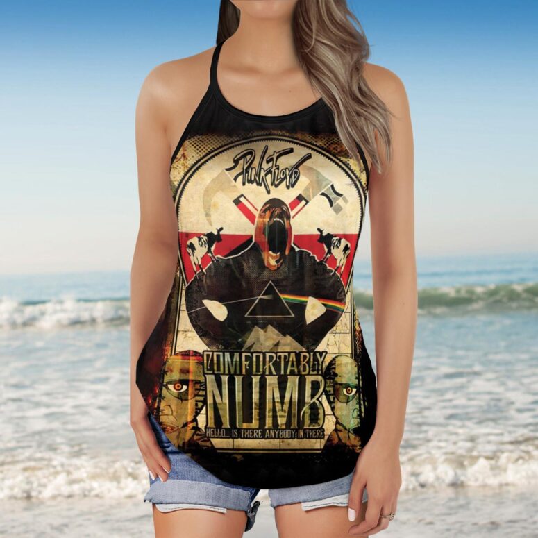 Comfortably Numb Hello Is there anybody in there Pink Floyd Criss Cross Tank Top