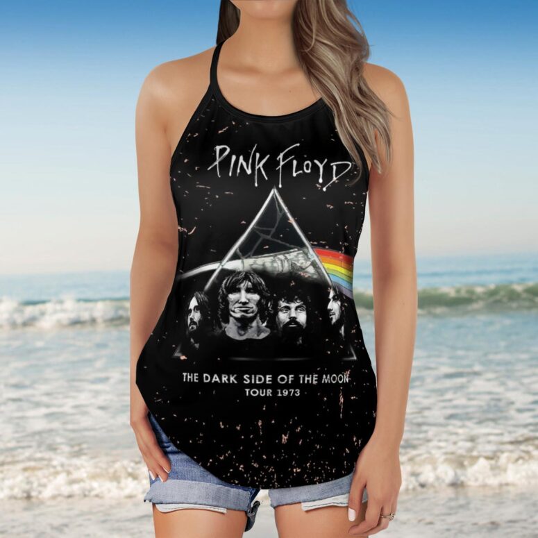 Dark Side Of The Moon 1973 inspired Acid Wash Pink Floyd Criss Cross Tank Top Dark Side Of The Moon 1973 inspired Acid Wash Pink Floyd Criss Cross Tank Top