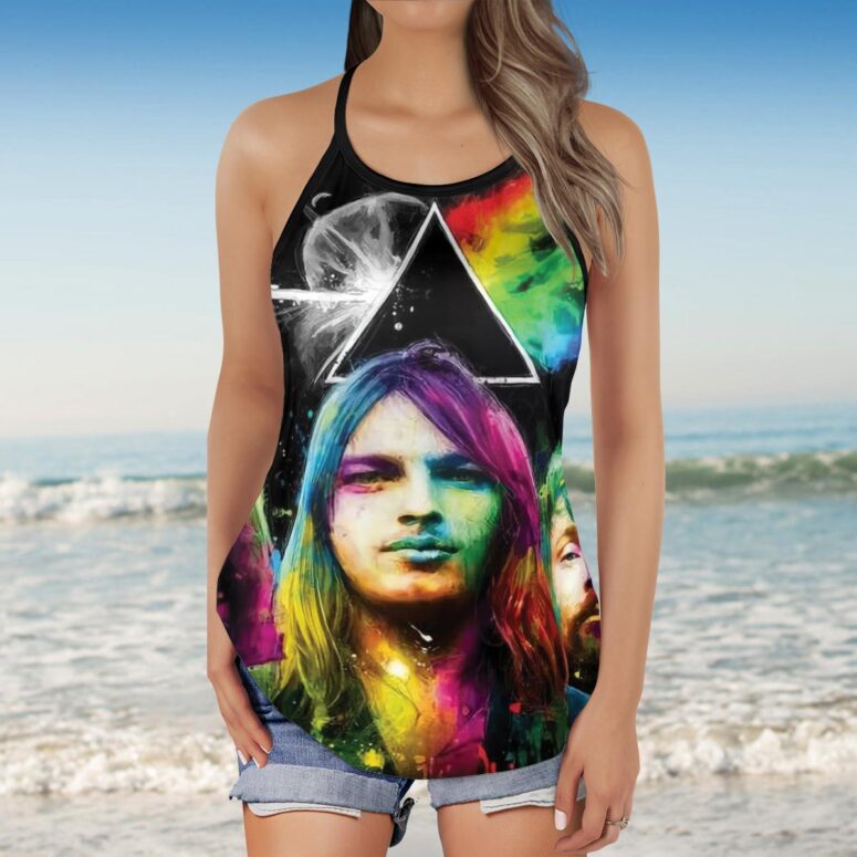 Dark Side Of The Moon Pink Floyd Band Criss Cross Tank Top Dark Side Of The Moon Pink Floyd Band Criss Cross Tank Top