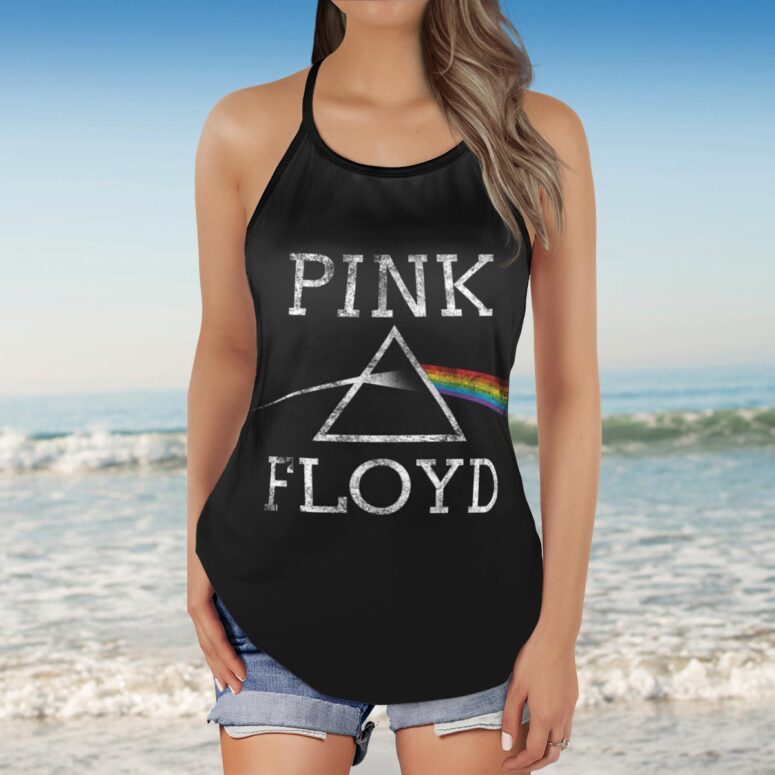 Dark Side Of The Moon Distressed Pink Floyd Criss Cross Tank Top Dark Side Of The Moon Distressed Pink Floyd Criss Cross Tank Top