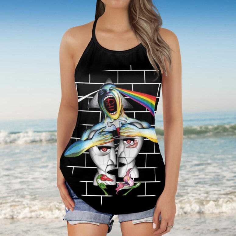 Division Bell Meets The Dark Side Of The Wall Pink Floyd Criss Cross Tank Top