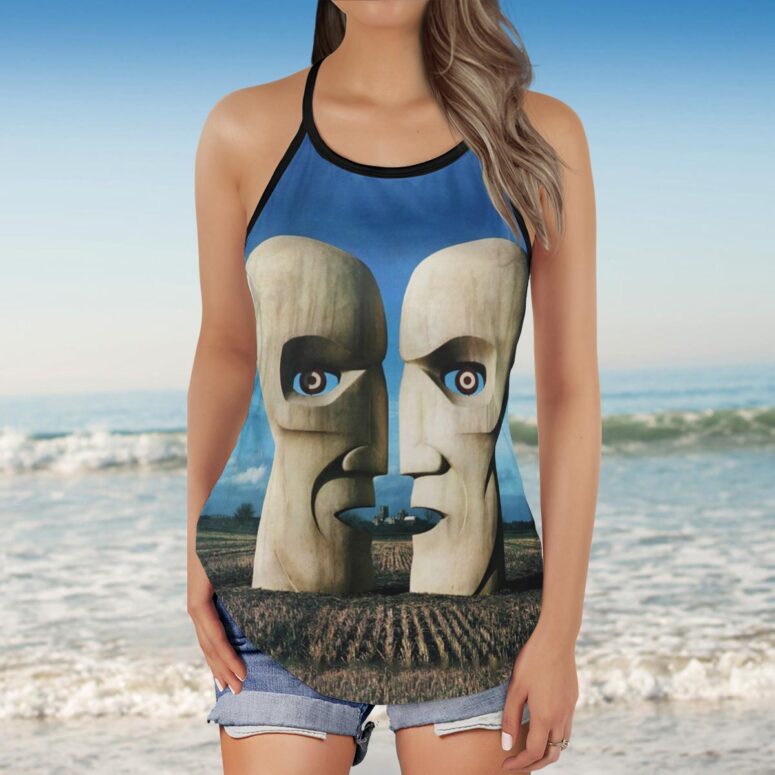 Division Bell Stone Headsz Pink Floyd Criss Cross Tank Top