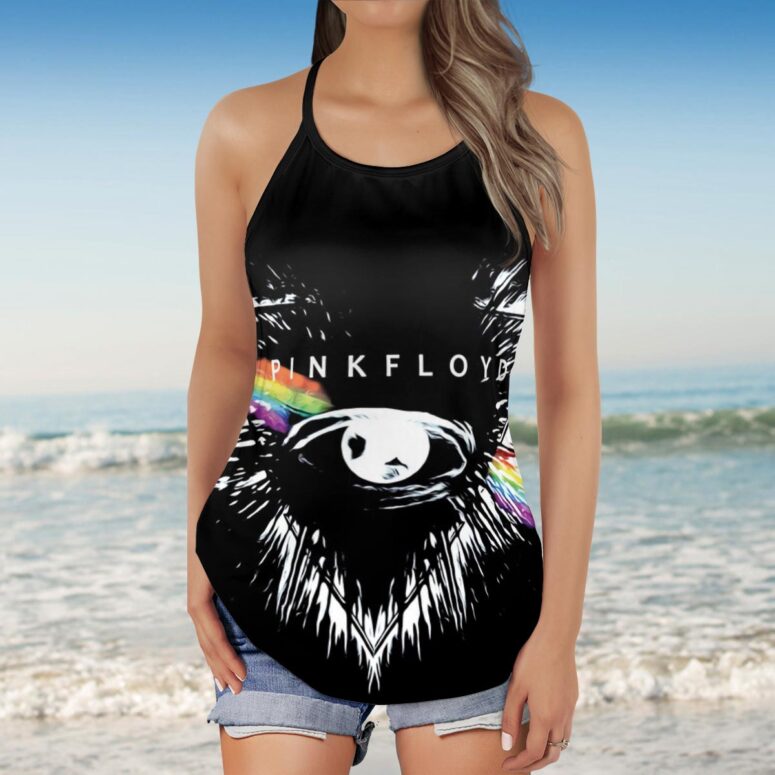Flare Eyes Pink Floyd Criss Cross Tank Top
