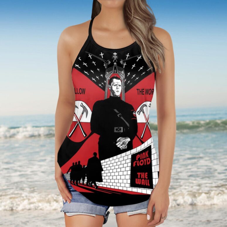 Follow The Worms The Wall Pink Floyd Criss Cross Tank Top