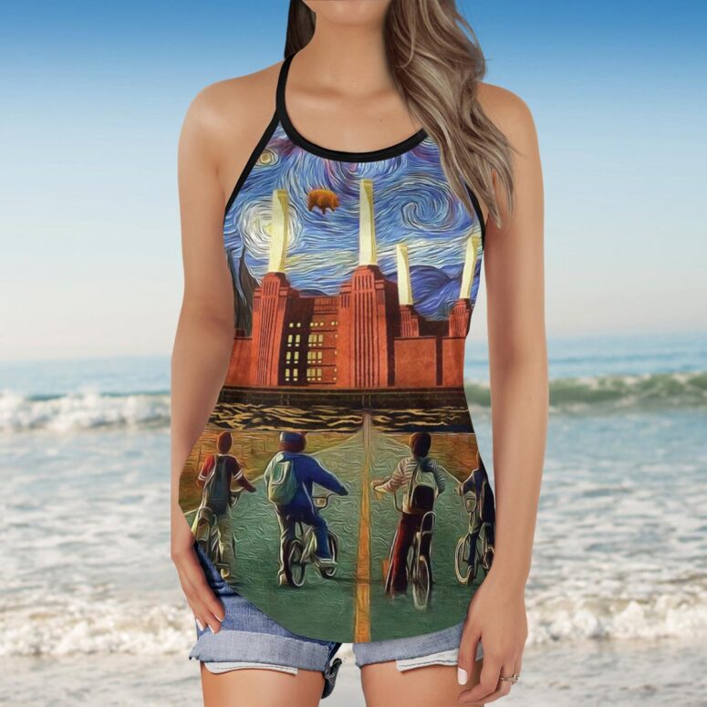 Pigs Can Fly Stranger Things x Animals Pink Floyd Criss Cross Tank Top Pigs Can Fly Stranger Things x Animals Pink Floyd Criss Cross Tank Top
