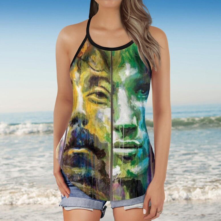 Pink Floyd Band Water Color Art Criss Cross Tank Top Pink Floyd Band Water Color Art Criss Cross Tank Top