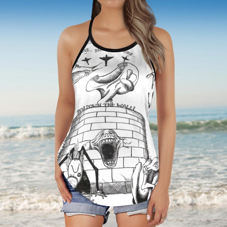 Pink Floyd Goodbye Blue Sky Criss Cross Tank Top