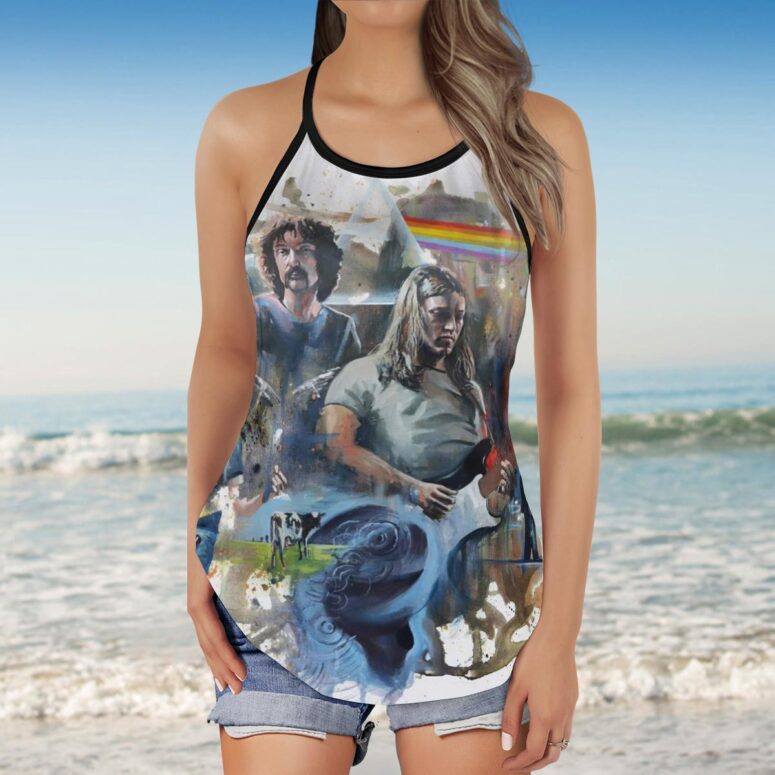 Pink Floyd OilPaint Artwork Limited Edition Criss Cross Tank Top Pink Floyd OilPaint Artwork Limited Edition Criss Cross Tank Top