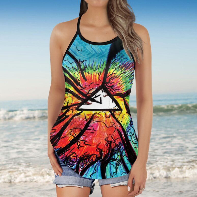 Pink Floyd Psychedelic Criss Cross Tank Top