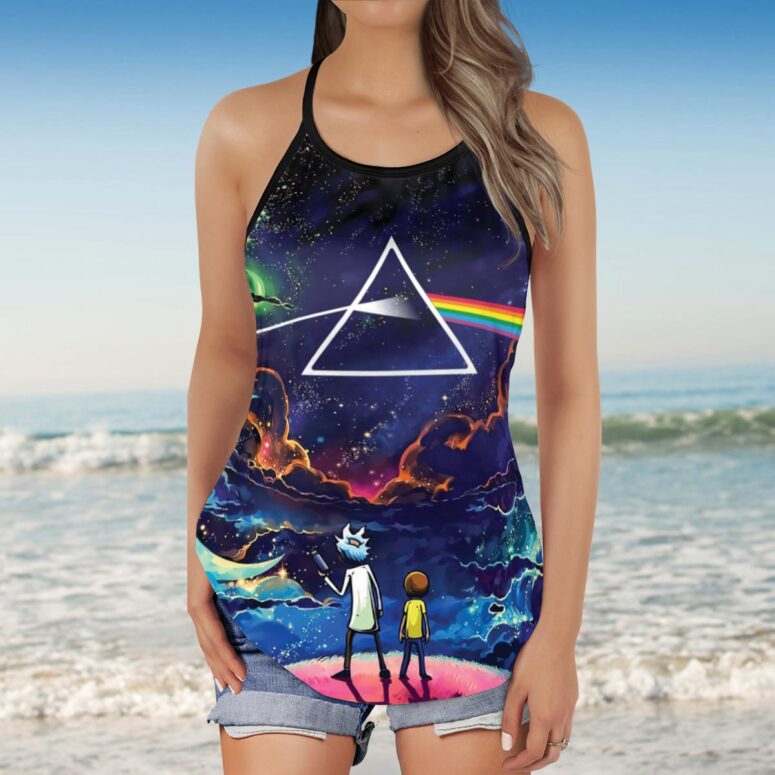 Rick and Morty The Dark Side Of The Moon Pink Floyd Criss Cross Tank Top Rick and Morty The Dark Side Of The Moon Pink Floyd Criss Cross Tank Top