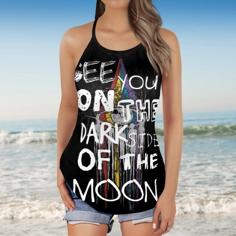 See You On The Dark Side of the moon Pink Floyd Criss Cross Tank Top See You On The Dark Side of the moon Pink Floyd Criss Cross Tank Top