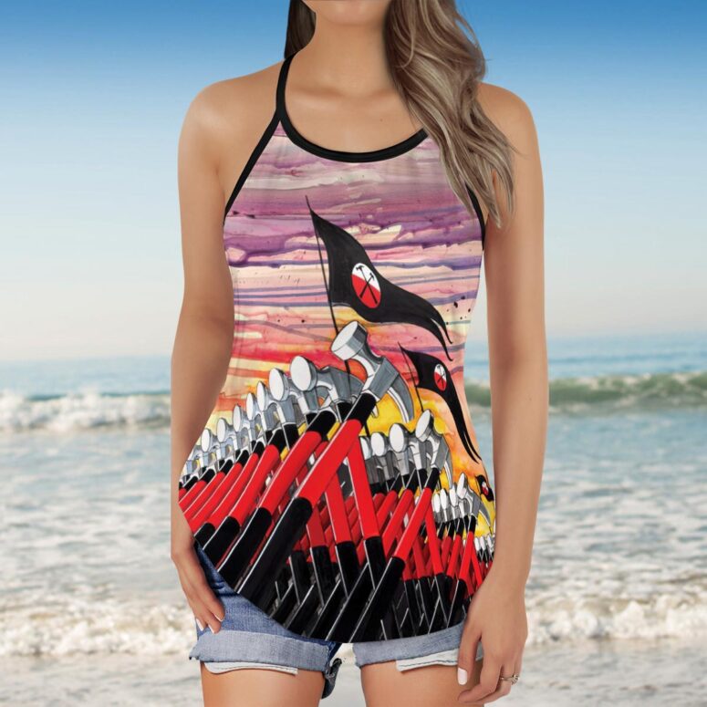 The Wall Hammer Drawing Art Pink Floyd Criss Cross Tank Top The Wall Hammer Drawing Art Pink Floyd Criss Cross Tank Top