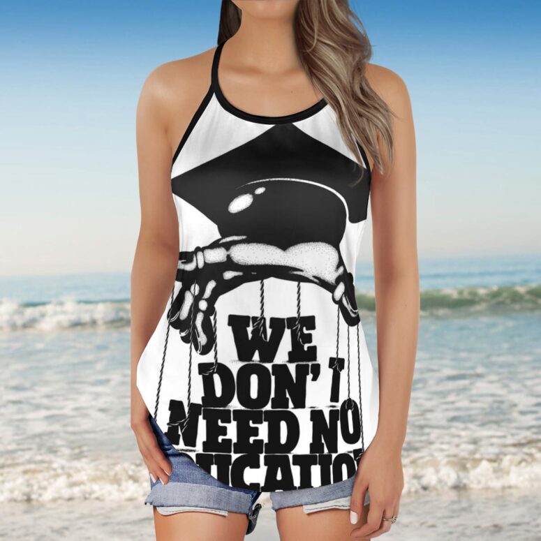 We dont need education Pink Floyd Criss Cross Tank Top