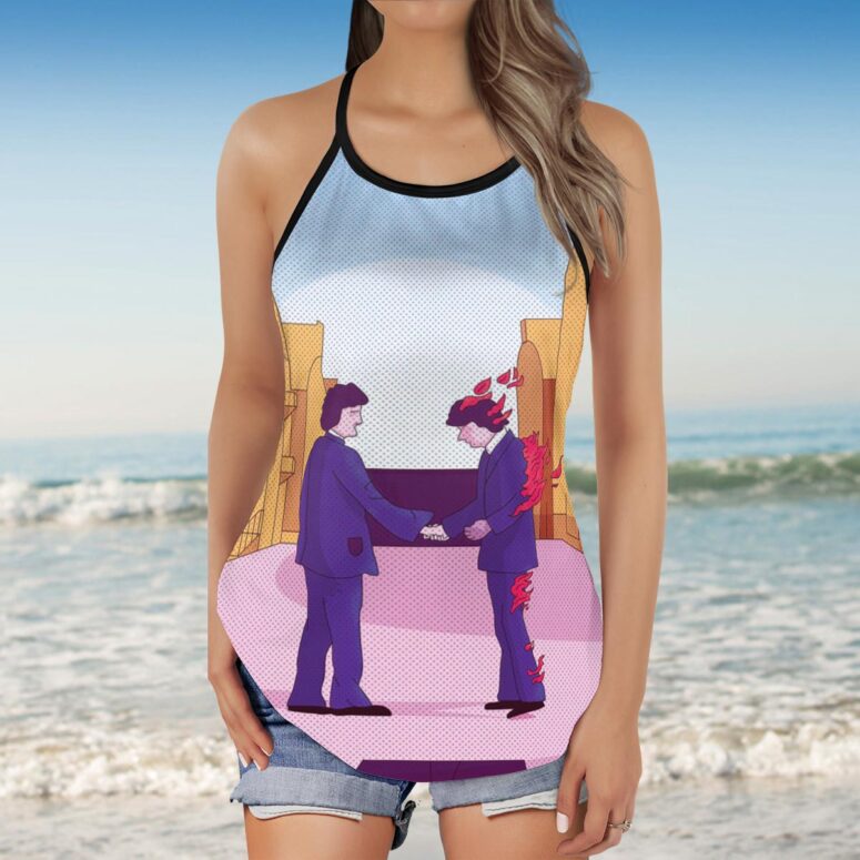 Wish you were here Art Pink Floyd Criss Cross Tank Top Wish you were here Art Pink Floyd Criss Cross Tank Top